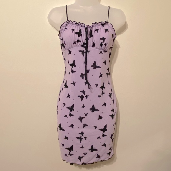 Purple Butterfly Bodycon Dress - Size L - Picture 1 of 7